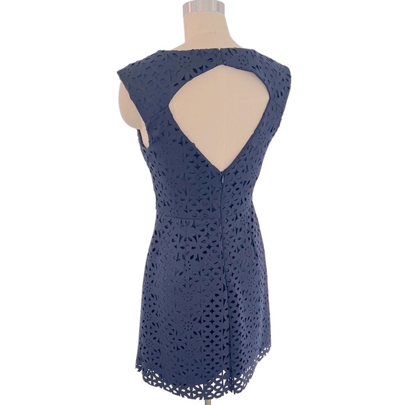 Trina Turk Navy Blue Carousel Lasercut Oped back Mini Classic Dress 4 S - Picture 6 of 16